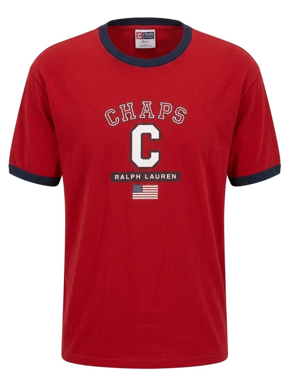 Chaps Red Tee with Navy Trim and Logo XL #566